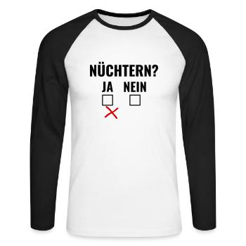 Saufen Bier Party Alkohol besoffen betrunken Feier - Unisex Baseballshirt langarm - Weiß/Schwarz - Vorne - Nik (191cm)