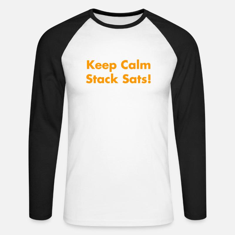Keep Calm Stack Sats - Unisex Long Sleeve Baseball T-Shirt - white/black