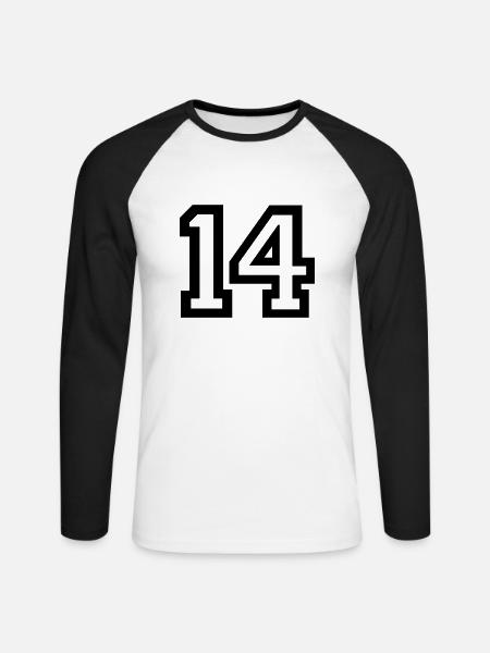 14 Collegestyle - Unisex Baseballshirt langarm - Weiß/Schwarz