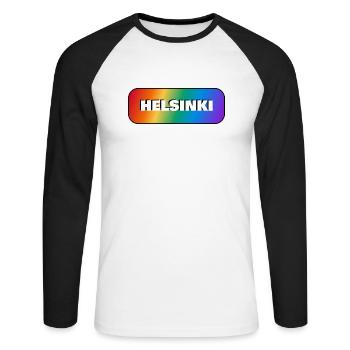 HELSINKI PRIDE GAY FLAG RAINBOW - Unisex Long Sleeve Baseball T-Shirt - white/black - Front - Nik (191cm)