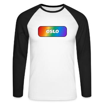 OSLO PRIDE REGENBOGEN - Unisex Baseballshirt langarm - Weiß/Schwarz - Vorne - Nik (191cm)