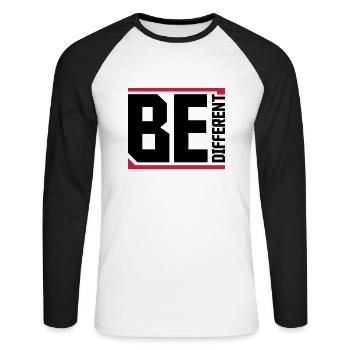 Be different Logo Design - Unisex Long Sleeve Baseball T-Shirt - white/black - Front - Nik (191cm)