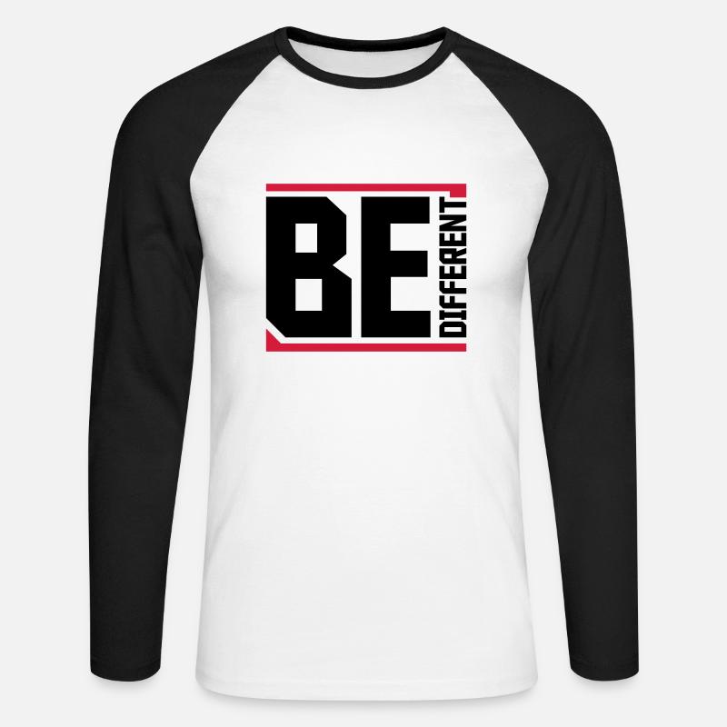 Be different Logo Design - Unisex Baseballshirt langarm - Weiß/Schwarz