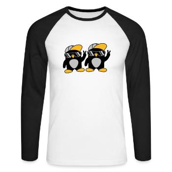 2 Freunde coole Pinguine - Unisex Baseballshirt langarm - Weiß/Schwarz - Vorne - Nik (191cm)