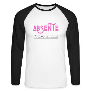 absente j'ai aidé ma mère à accoucher - T-shirt baseball manches longues Homme - blanc/noir - Devant - Nik (191cm)