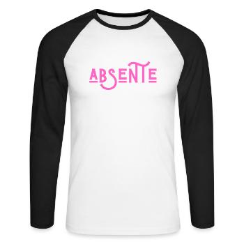absente j'ai aidé ma mère à accoucher - T-shirt baseball manches longues Homme - blanc/noir - Devant - Nik (191cm)