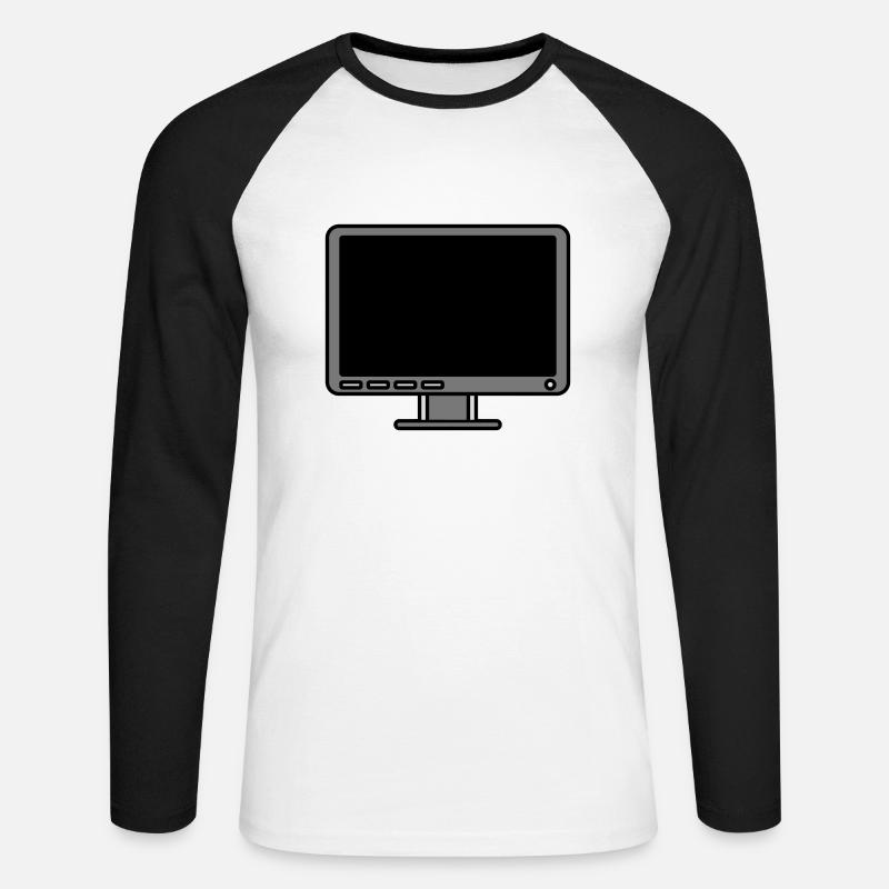 Icon Logo Computer Bildschirm - Unisex Baseballshirt langarm - Weiß/Schwarz