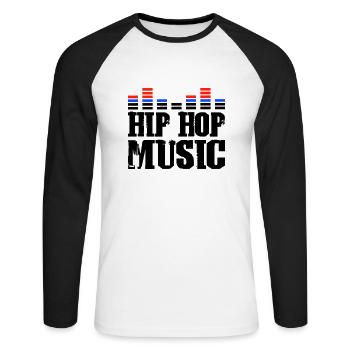 Hip Hop Music - Unisex Long Sleeve Baseball T-Shirt - white/black - Front - Nik (191cm)