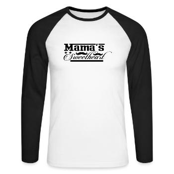 Mama´s Sweetheart - Unisex Baseballshirt langarm - Weiß/Schwarz - Vorne - Nik (191cm)