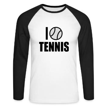 I love Tennis - Unisex Long Sleeve Baseball T-Shirt - white/black - Front - Nik (191cm)