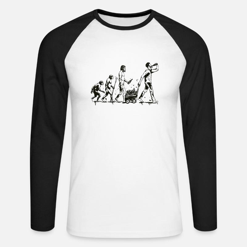 Die Evolution des Bieres - Unisex Baseballshirt langarm - Weiß/Schwarz
