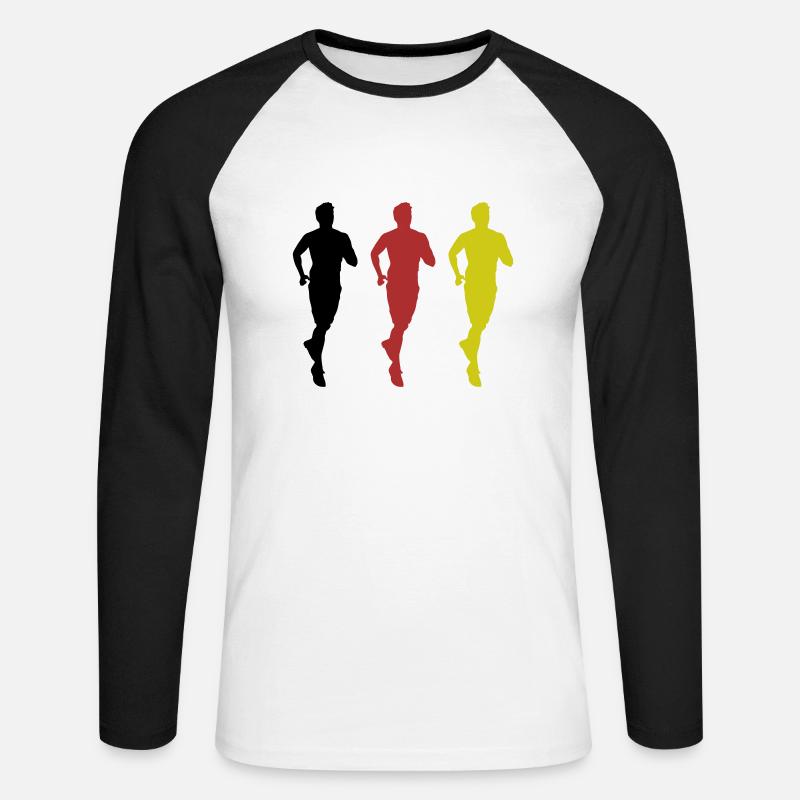 jogging germany - Unisex Baseballshirt langarm - Weiß/Schwarz