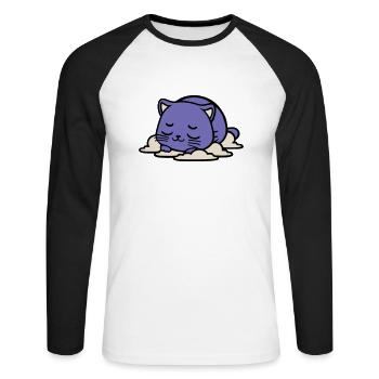 bébé chat qui dort - T-shirt baseball manches longues Homme - blanc/noir - Devant - Nik (191cm)
