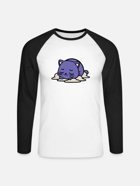 Baby sleeping cat - Unisex Long Sleeve Baseball T-Shirt - white/black