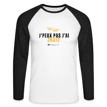 I can't skate - Unisex Long Sleeve Baseball T-Shirt - white/black - Front - Nik (191cm)