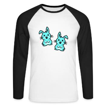 Lapin de Pâques Pâques - T-shirt baseball manches longues Homme - blanc/noir - Devant - Nik (191cm)
