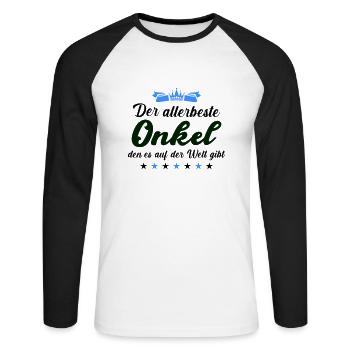 allerbester onkel - Unisex Baseballshirt langarm - Weiß/Schwarz - Vorne - Nik (191cm)