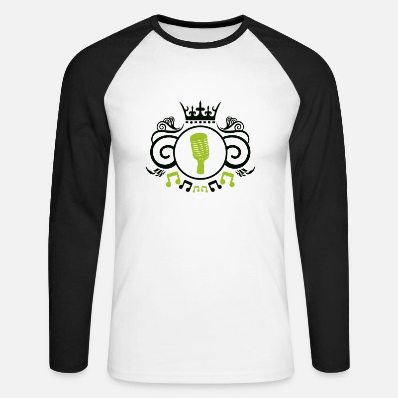 Microphone crest - Unisex Long Sleeve Baseball T-Shirt - white/black