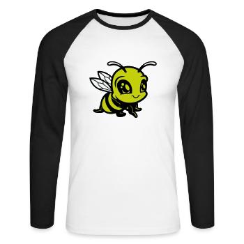 Bee Bumblebee Comic - Unisex Long Sleeve Baseball T-Shirt - white/black - Front - Nik (191cm)