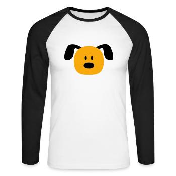 Dog Face Small Happy Pet Head Cute - Unisex Long Sleeve Baseball T-Shirt - white/black - Front - Nik (191cm)