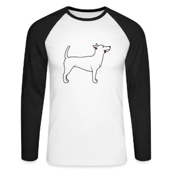 Dear dog sticks out his tongue happily - Unisex Long Sleeve Baseball T-Shirt - white/black - Front - Nik (191cm)