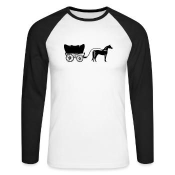 Calèche western - T-shirt baseball manches longues Homme - blanc/noir - Devant - Nik (191cm)