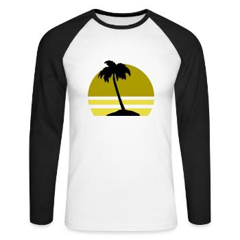 palmen insel - Unisex Baseballshirt langarm - Weiß/Schwarz - Vorne - Nik (191cm)