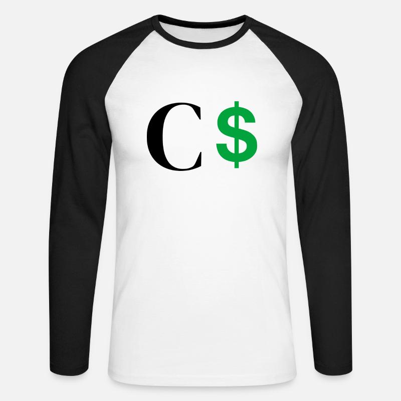 Buchstabe c Dollar - Unisex Baseballshirt langarm - Weiß/Schwarz