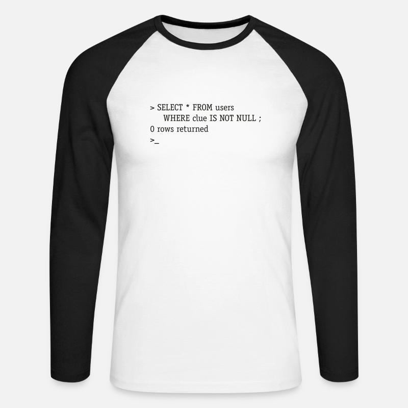 SQL No Clue - Unisex Baseballshirt langarm - Weiß/Schwarz