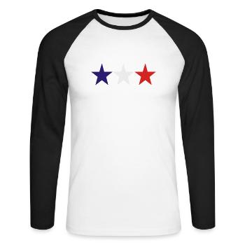 france - Unisex Baseballshirt langarm - Weiß/Schwarz - Vorne - Nik (191cm)