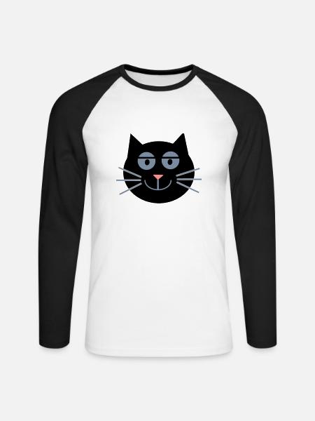 Katze (Schlafzimmerblick) - Unisex Long Sleeve Baseball T-Shirt - white/black