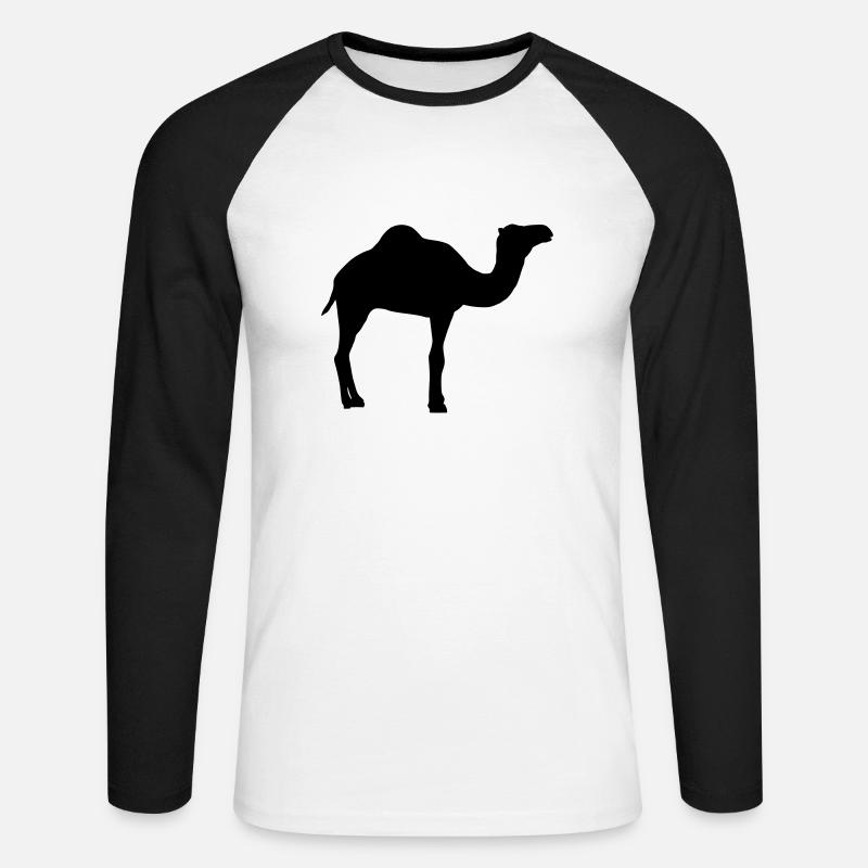 Kamel - Unisex Baseballshirt langarm - Weiß/Schwarz