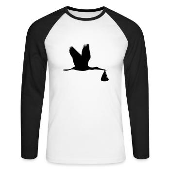 Cigogne - T-shirt baseball manches longues Homme - blanc/noir - Devant - Nik (191cm)