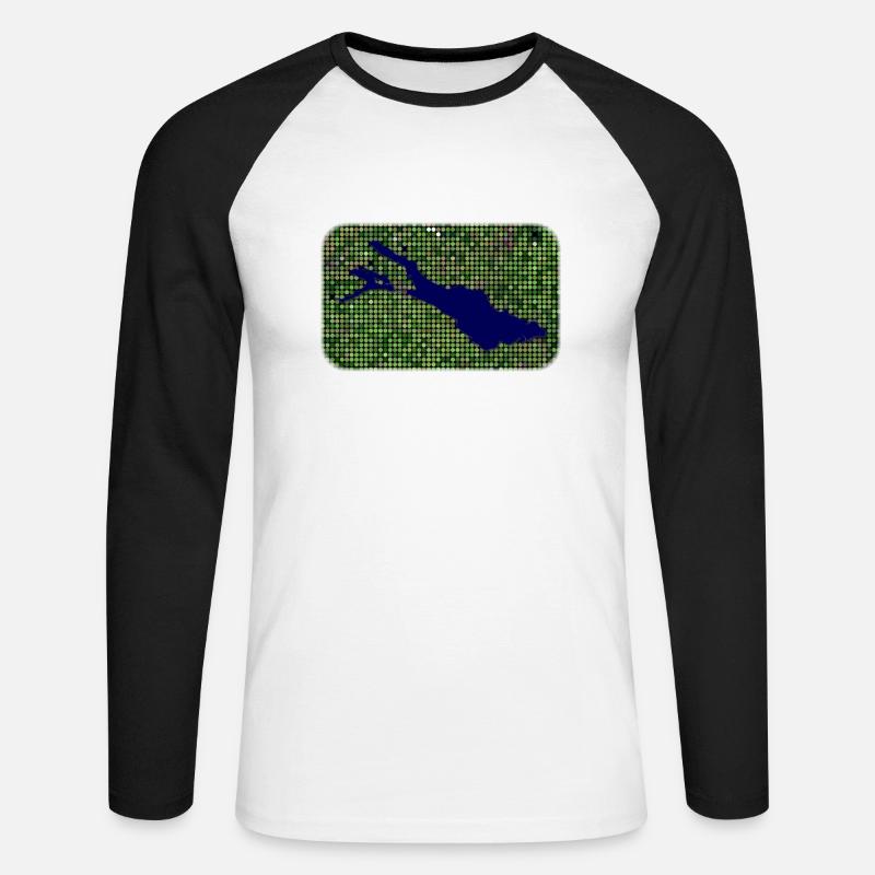 Bodensee - Unisex Baseballshirt langarm - Weiß/Schwarz