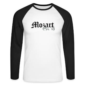 mozart est là - T-shirt baseball manches longues Homme - blanc/noir - Devant - Nik (191cm)
