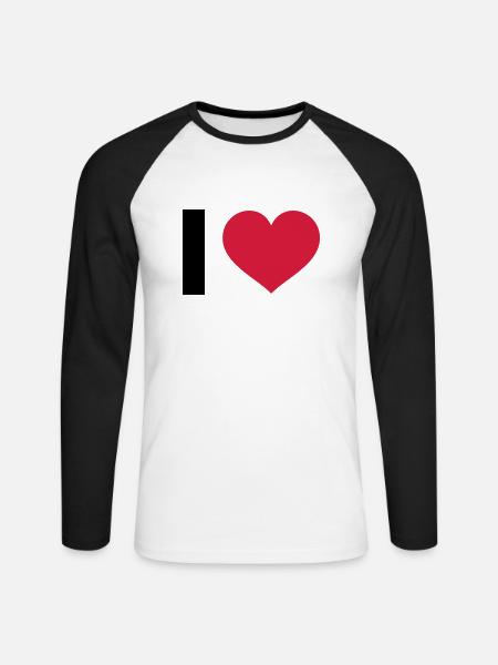 I LOVE - T-shirt baseball manches longues Homme - blanc/noir