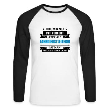 Fun Fahrdienstleiterin - Unisex Baseballshirt langarm - Weiß/Schwarz - Vorne - Nik (191cm)