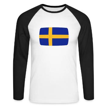 Drapeau Suède Suède Sverige drapeau suédois - T-shirt baseball manches longues Homme - blanc/noir - Devant - Nik (191cm)