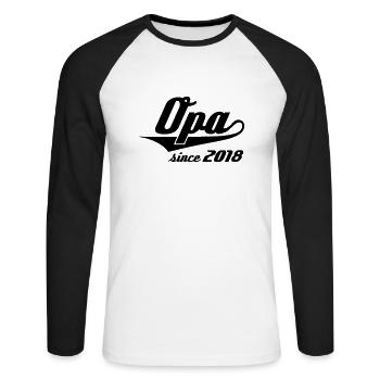 Opa since 2018 Swash - Unisex Baseballshirt langarm - Weiß/Schwarz - Vorne - Nik (191cm)