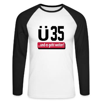 und_es_geht_weiter_35 - Unisex Long Sleeve Baseball T-Shirt - white/black - Front - Nik (191cm)