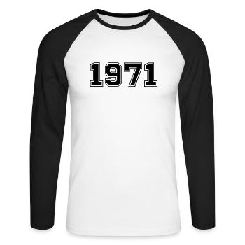 1971 - Unisex Long Sleeve Baseball T-Shirt - white/black - Front - Nik (191cm)