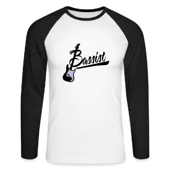 bassist - T-shirt baseball manches longues Homme - blanc/noir - Devant - Nik (191cm)