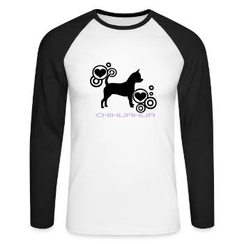 chihuahua © www.dog-power.nl - Unisex Long Sleeve Baseball T-Shirt - white/black - Front - Nik (191cm)