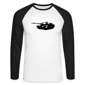 panzerleopard - Unisex Baseballshirt langarm - Weiß/Schwarz - Vorne - Nik (191cm)