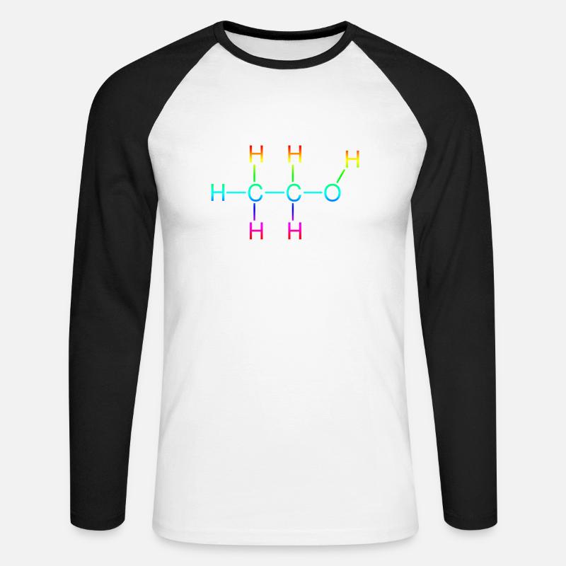 Ethanol Alkohol Strukturformel - Unisex Baseballshirt langarm - Weiß/Schwarz