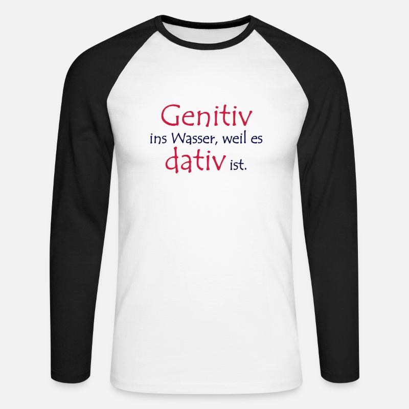 Genitiv vs. dativ - Unisex Baseballshirt langarm - Weiß/Schwarz