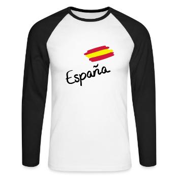 spain__f3 - T-shirt baseball manches longues Homme - blanc/noir - Devant - Nik (191cm)
