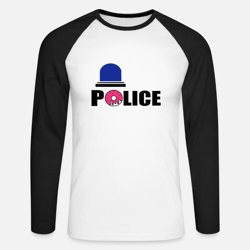 Polizei d - Unisex Baseballshirt langarm - Weiß/Schwarz