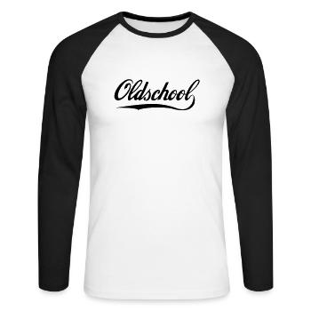 Oldschool - T-shirt baseball manches longues Homme - blanc/noir - Devant - Nik (191cm)