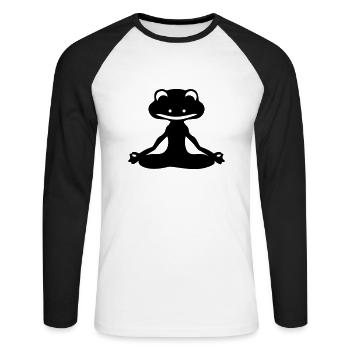 Frog Yogi - T-shirt baseball manches longues Homme - blanc/noir - Devant - Nik (191cm)